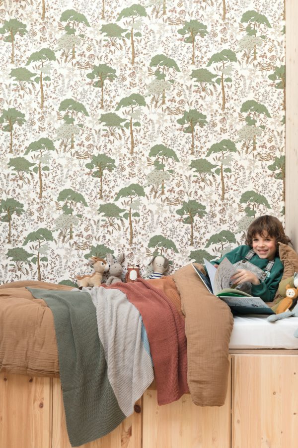 Papel Pintado para dormitorio infantil Flaner Vert de Gris