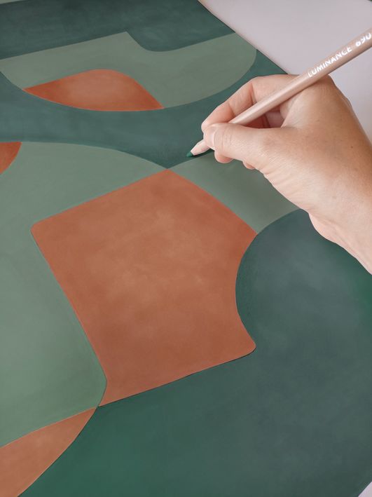 Papel Pintado OP'Art Vert / Cuivre